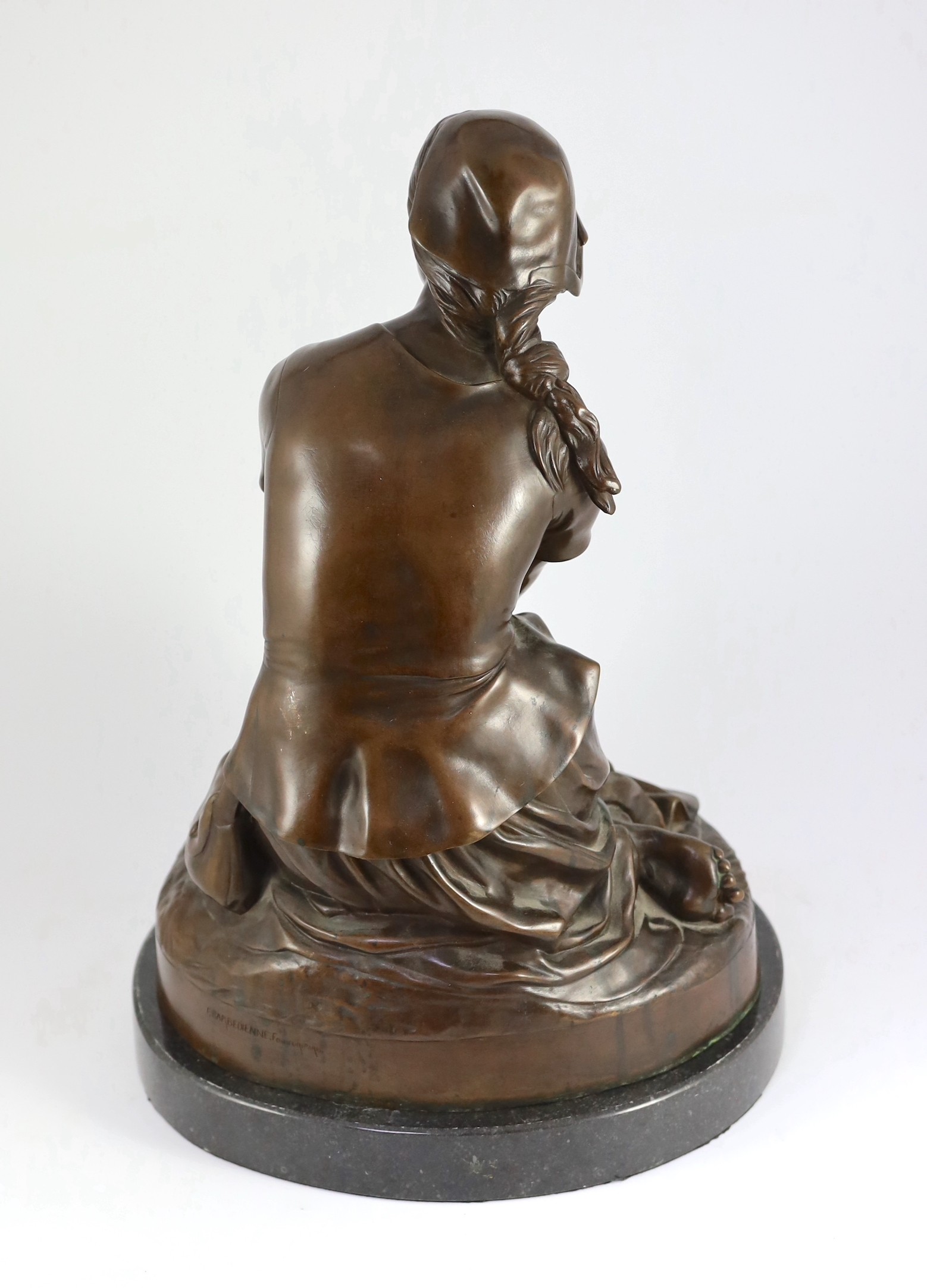 Henri-Michel-Antoine Chapu (1833-1891). A bronze figure of Joan of Arc, 30cm wide 49cm high